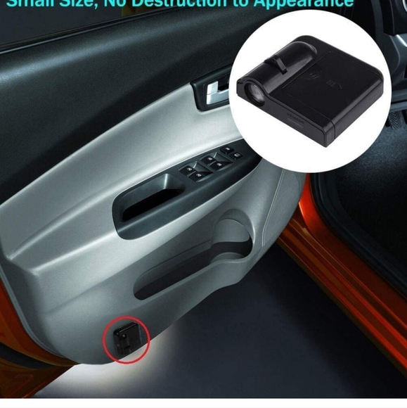 2 Universal wireless Mitsubishi car door projector logo Lights no tools needed - Picture 2 of 2